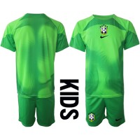 Brasil Keeper Bortedraktsett Barn VM 2022 Kortermet (+ Korte bukser)